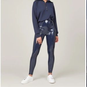 NEW Spanx Navy Leather Leggings
